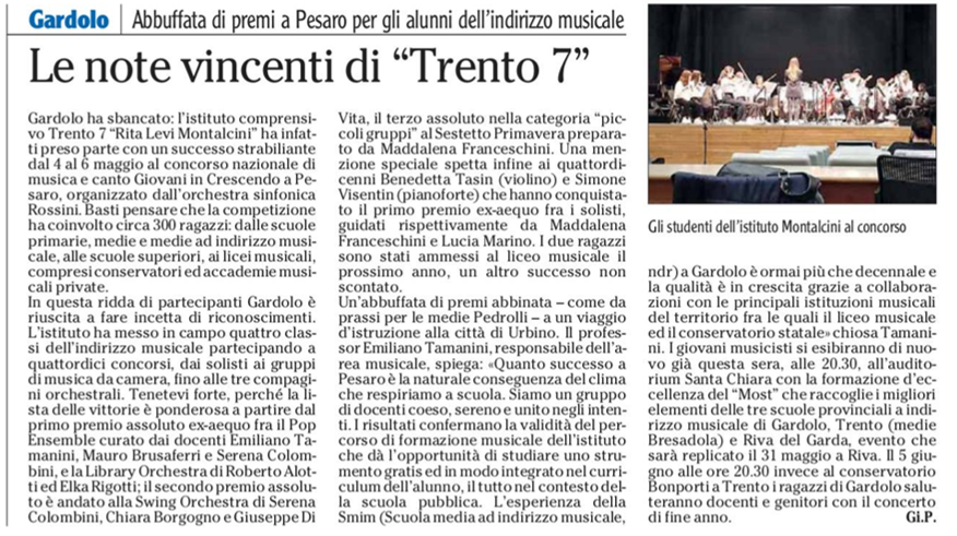 Articolo l'Adige SMIM Pesaro